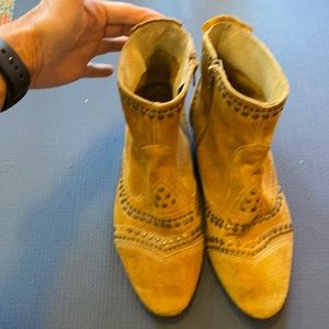 Copper studded, suede ankle boots